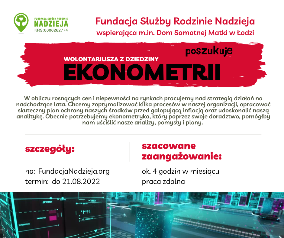 Poszukujemy wolontariusza do pracy zdalnej (ekonometria)