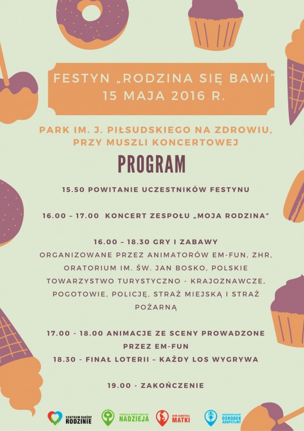 Program festynu rodzinnego w ramach XXIII Łódzkich Dni Rodziny - Zapraszamy