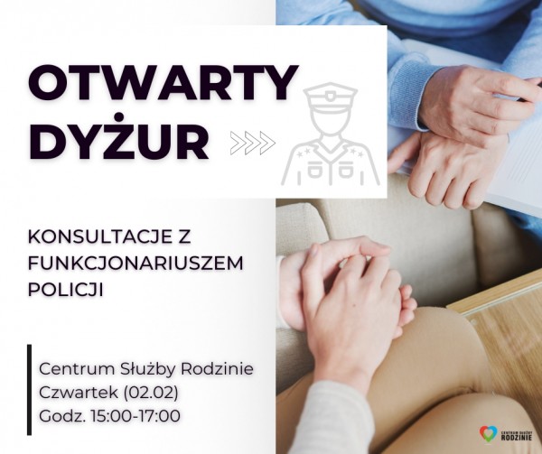 Otwarty dyżur z funkcjonariuszem policji Otwarty dyżur z funkcjonariuszem policji