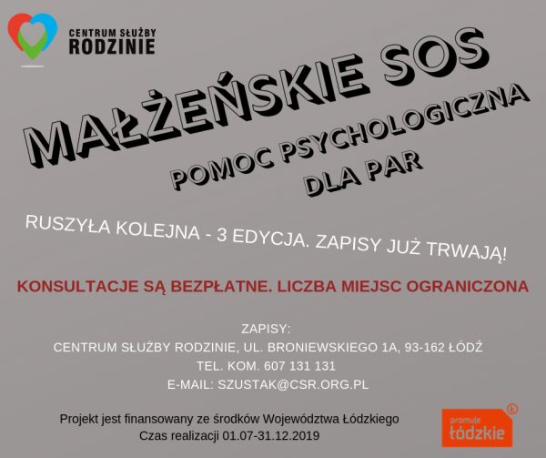 MAŁŻEŃSKIE SOS - POMOC PSYCHOLOGICZNA DLA PAR. EDYCJA 3 MAŁŻEŃSKIE SOS - POMOC PSYCHOLOGICZNA DLA PAR. EDYCJA 3