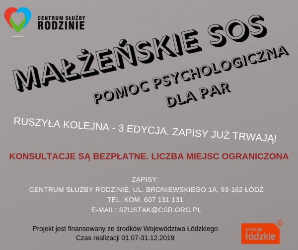 MAŁŻEŃSKIE SOS - POMOC PSYCHOLOGICZNA DLA PAR. EDYCJA 3