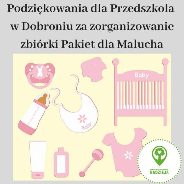 Podziękowania dla Przedszkola w Dobroniu