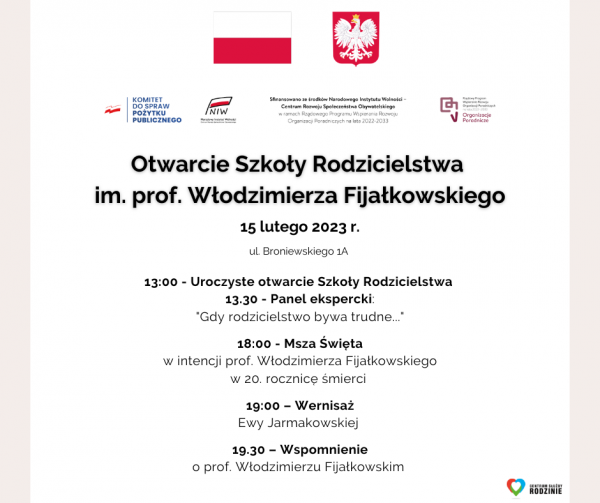 Otwarcie Szkoły Rodzicielstwa im. prof. Włodzimierza Fijałkowskiego