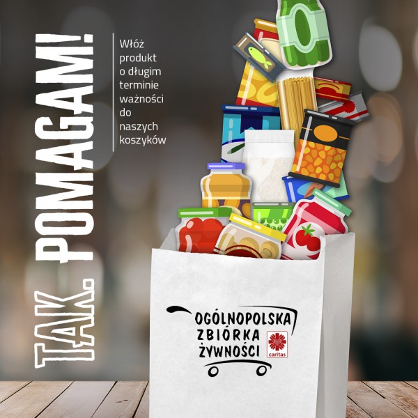 TAK. Pomagam - zbiórka żywności w marketach na rzecz potrzebujących. TAK. Pomagam - zbiórka żywności w marketach na rzecz potrzebujących.